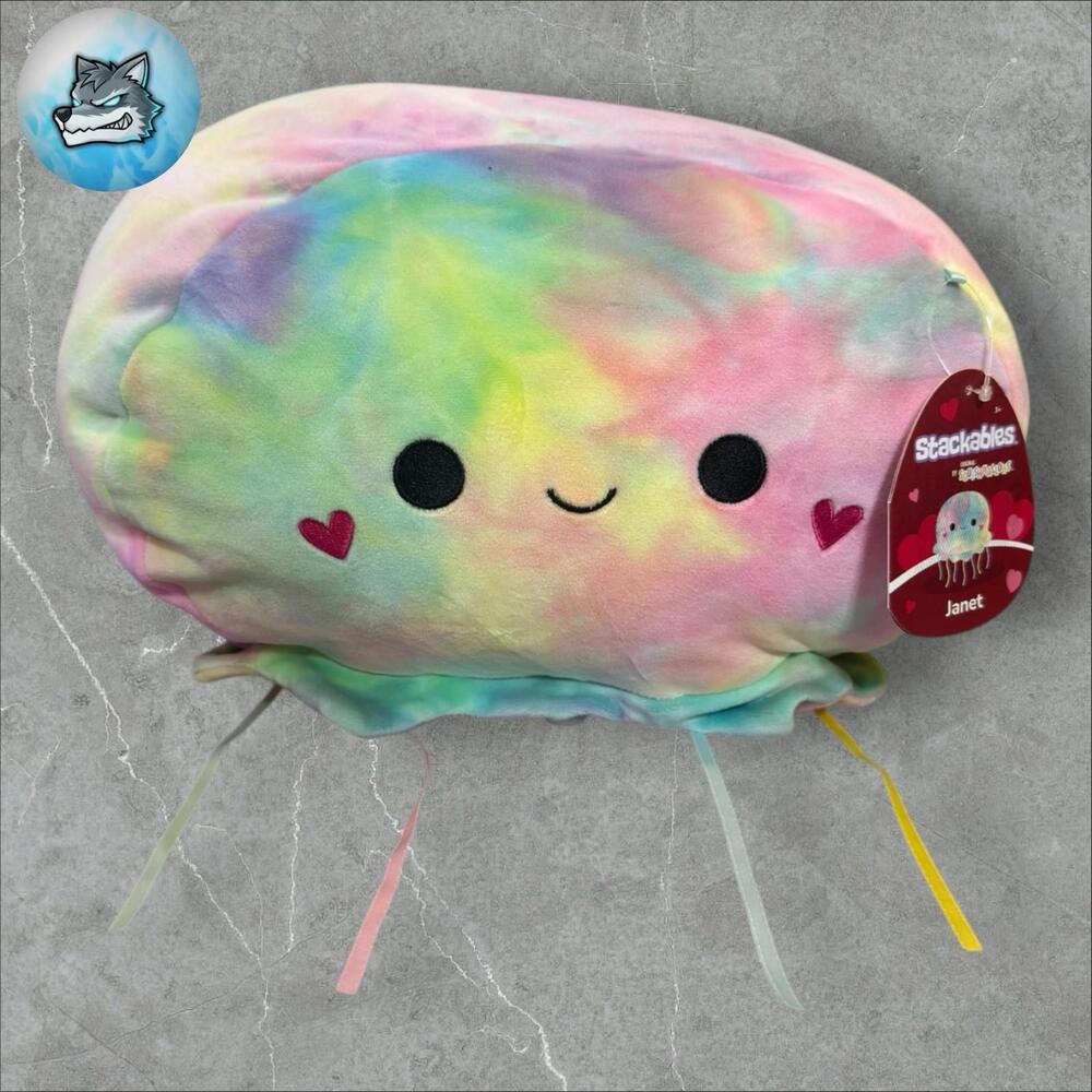Stackable Squishmallow JANET  The Jellyfish Bear 12” Tye‎ Dye Ears Ultrasoft
